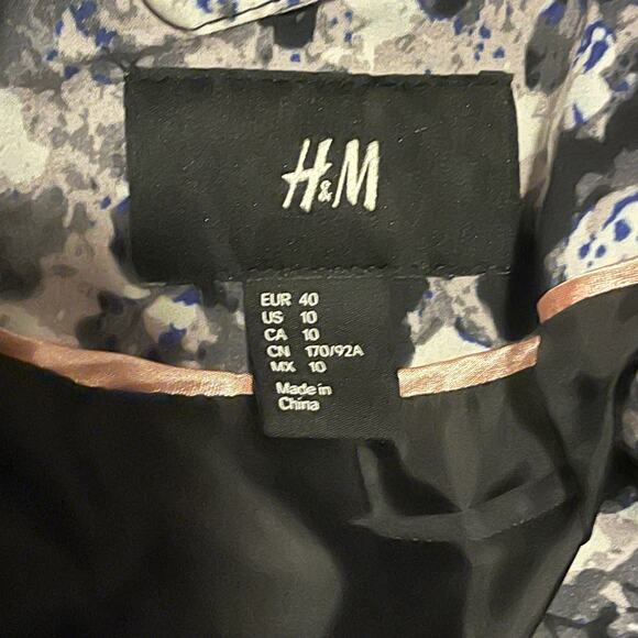 H&M Floral Blazer Size 10 Abstract Print Cotton Stretch Workwear Statement - Picture 4 of 6